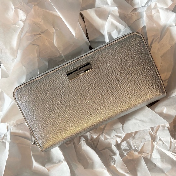 Kate Spade ♠️ Kenzie Boxed Metallic Large Continental Wallet in Lunar Light - Picture 10 of 11